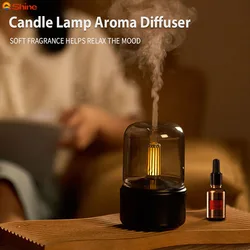 2023 New Candle Lamp Aroma Diffuser Air Humidifier Aromatherapy Diffuser 120ML Flame Humidifier USB Desktop Night Light