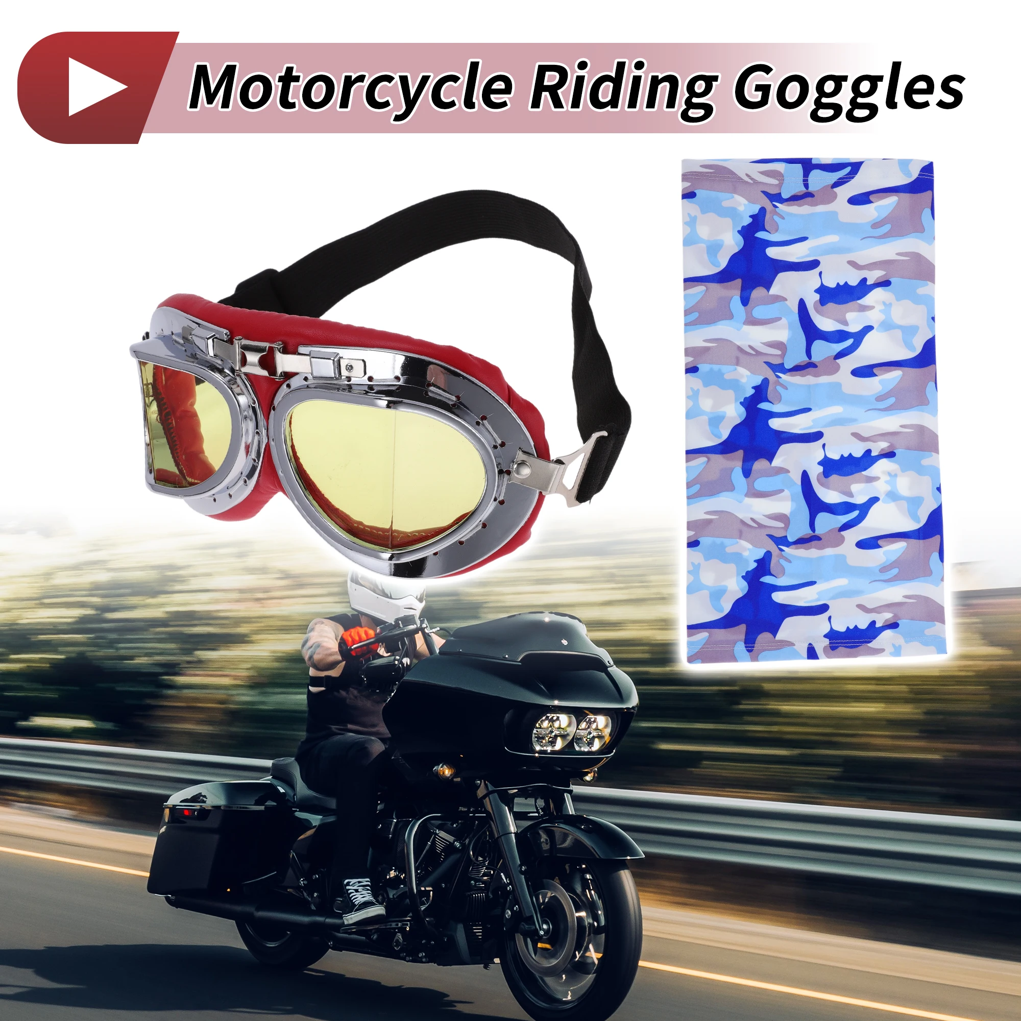 

X Autohaux 1 комплект мотоциклетных очков с желтыми линзами и красной оправой, велосипедные солнцезащитные очки для ПК