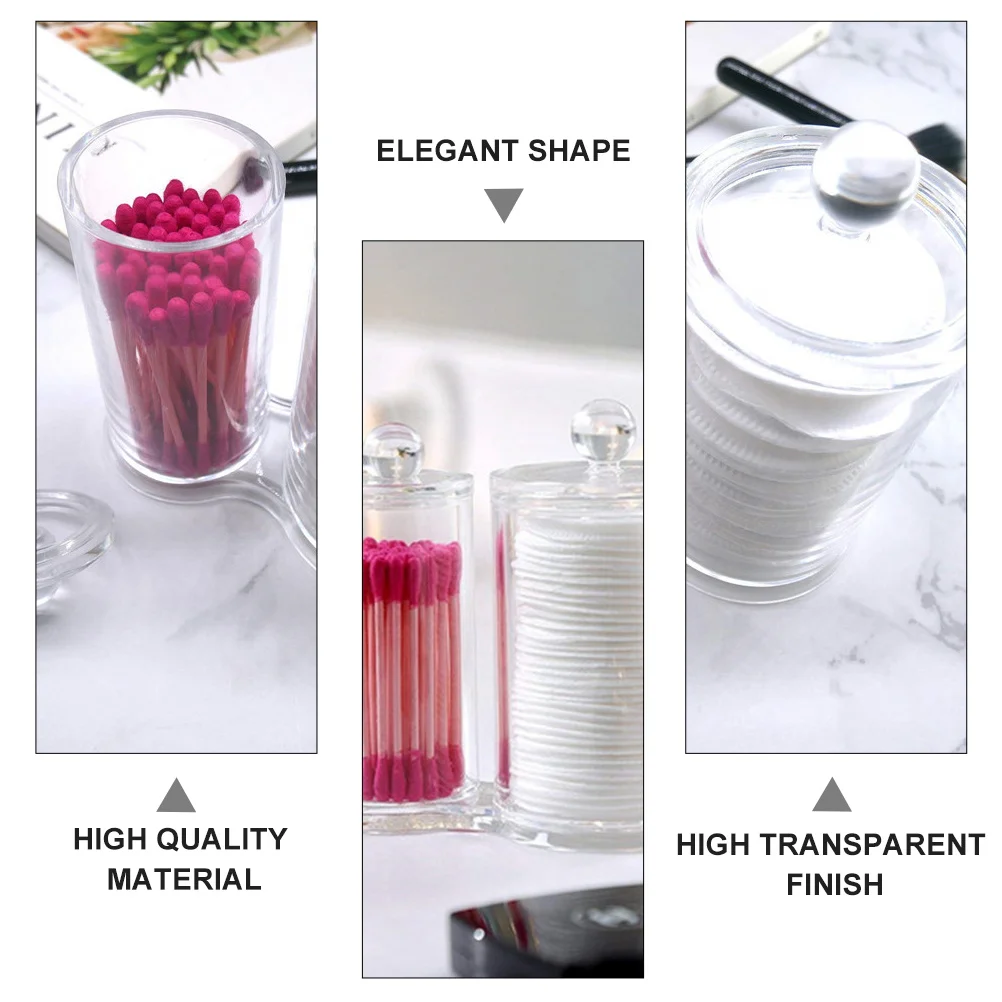 

Transparent Acrylic Makeup Storage Box Cotton Swabs Organizer Powder Pad Box Bathroom Countertop Makeup Cushion