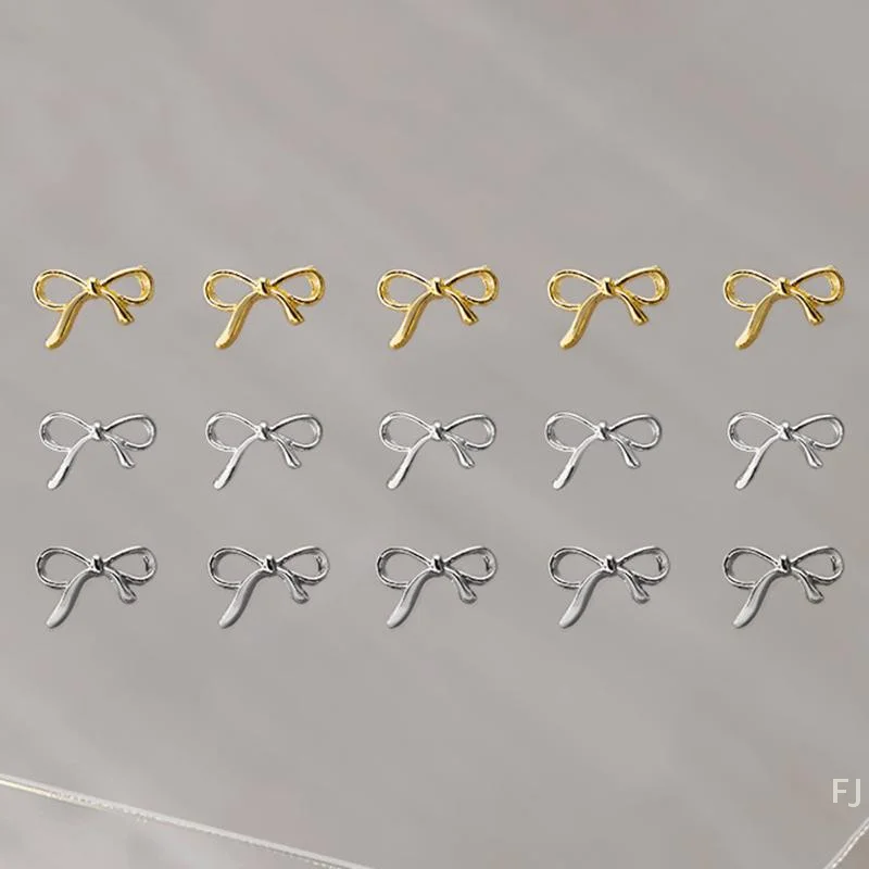 [YU] Nail Art Charms Legering Vlinderdas Goud Zilver Nail Art Accessoires Strik Nagelsteentjes Decoratie DIY Manicure Salon Gift