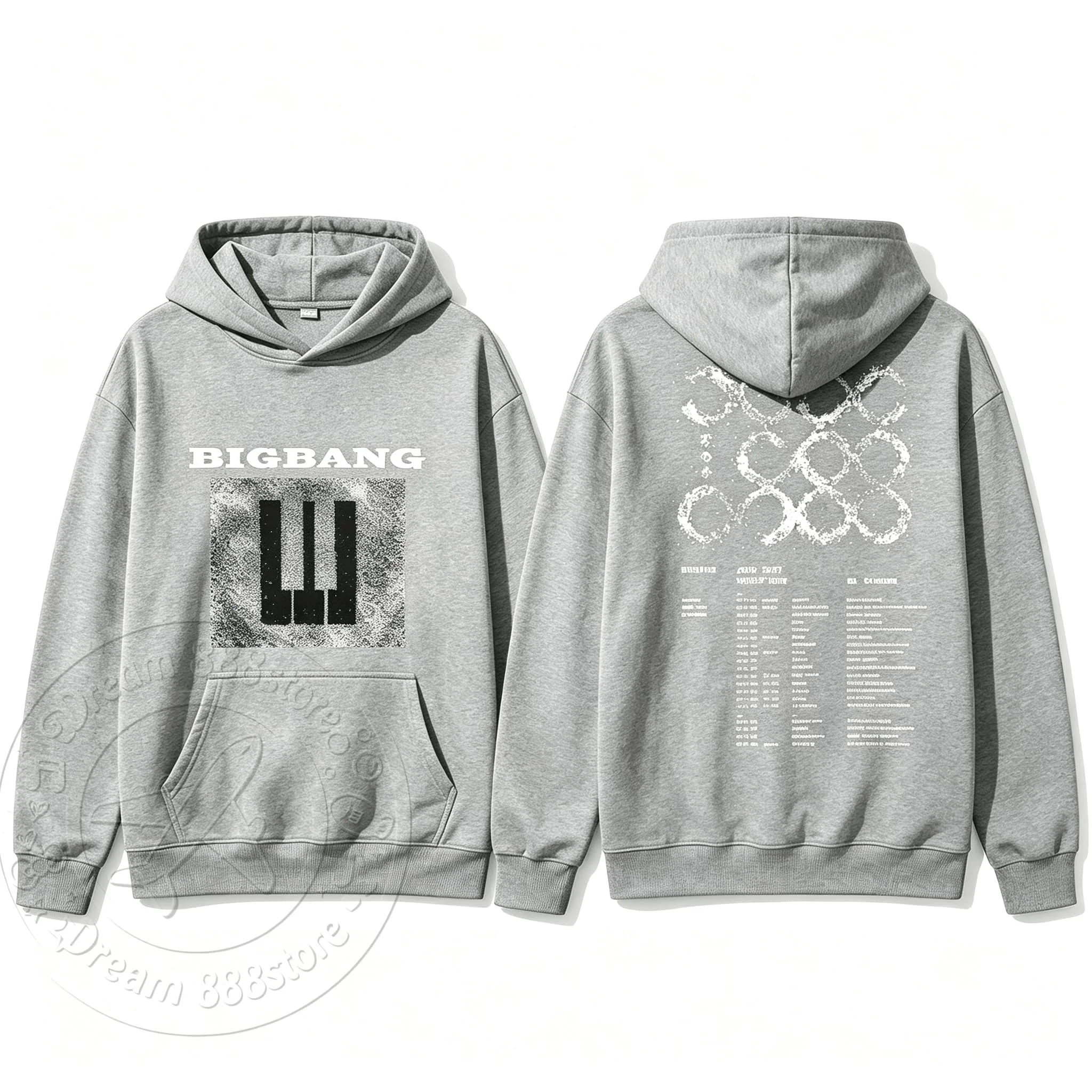 2026 BIGBANG 20. Jubiläums-Konzert Hoodie mit beidseitigem Tour-Liste-Druck, Unisex, Oversized, locker, lässig, Kpop Kapuzenpullover – Detail 12