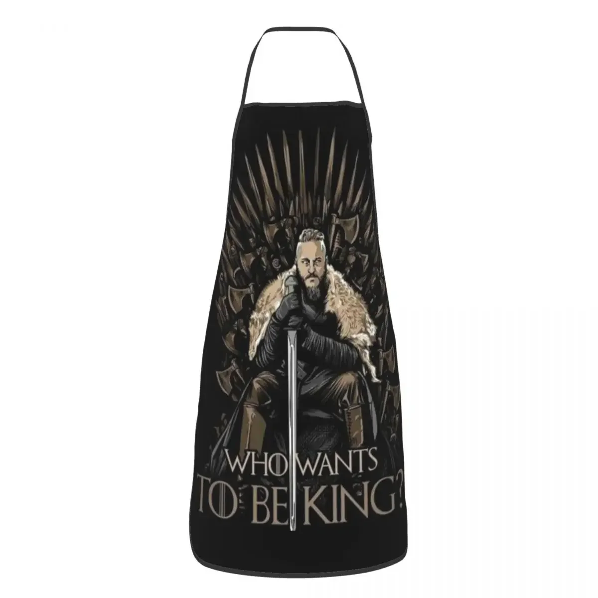 Viking King Bib Aprons Men Women Unisex Kitchen Chef Ragnar Lothbrok Tablier Cuisine for Cooking Baking Painting