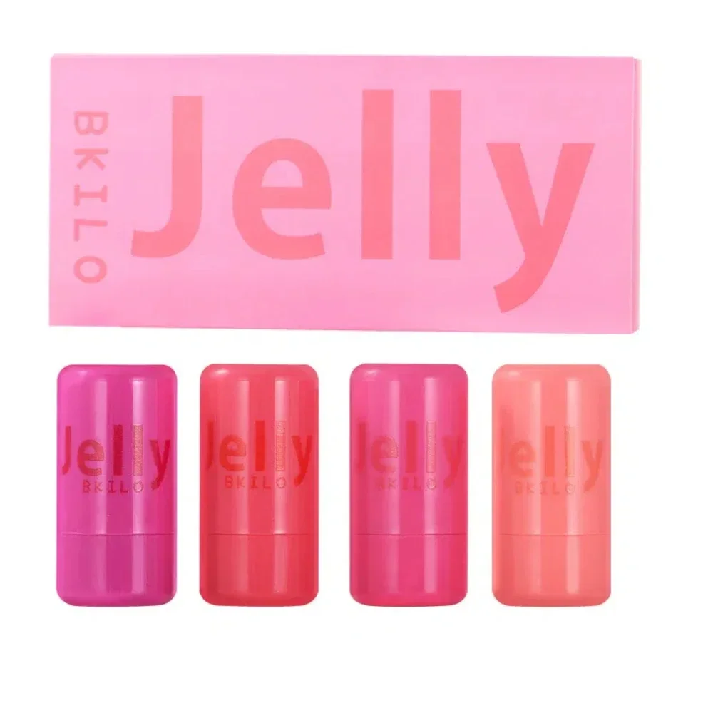 Jelly Cheek Blush Tint Set, 3-en-1, Transparent, Hydraté, Contour du visage, Rouge, Jules Stick, Maquillage longue durée, 4 pièces