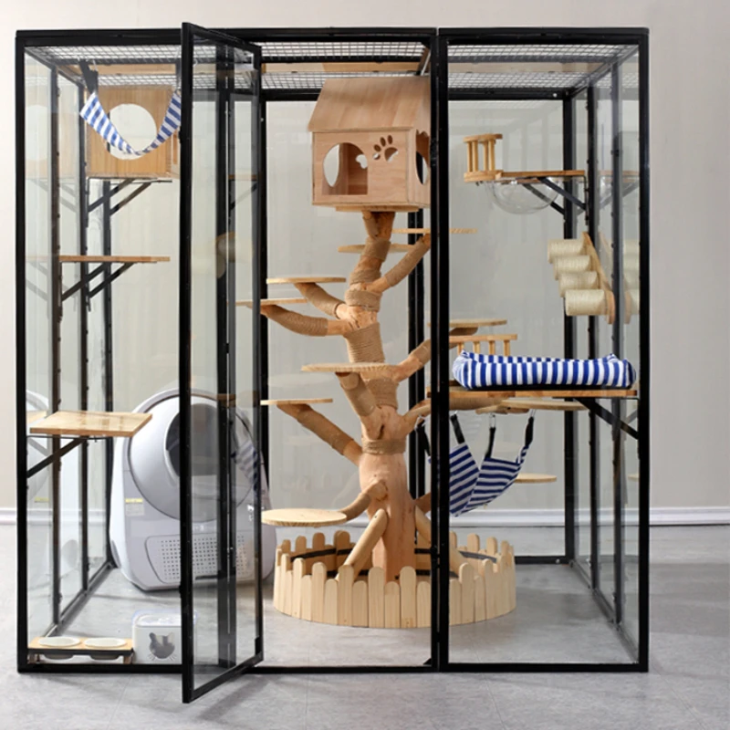 

hot sale Light Luxury Cat Cage Imported Rubber Wood Cat Park Interior only rug