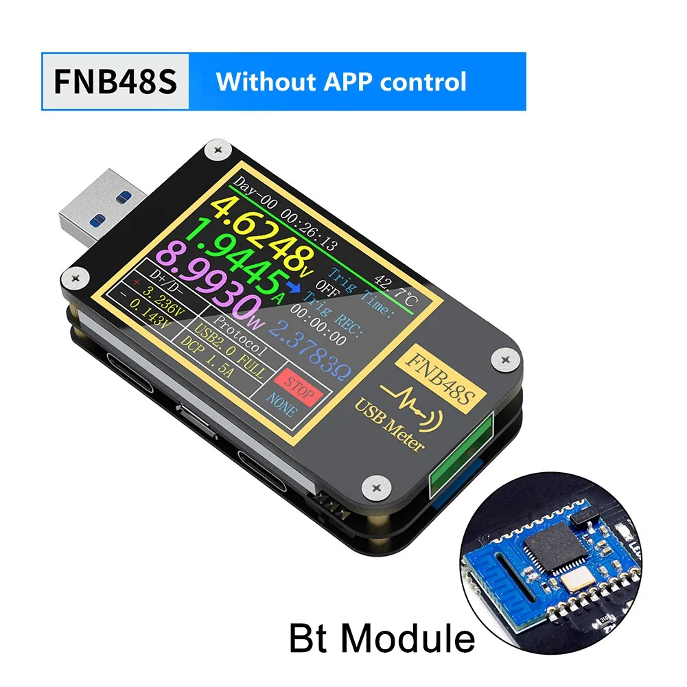 Durable USB Tester FNB48S 75x34x13mm FNB48S Current Voltmeter Fast Charging Fast Charging Protocol Multi-function