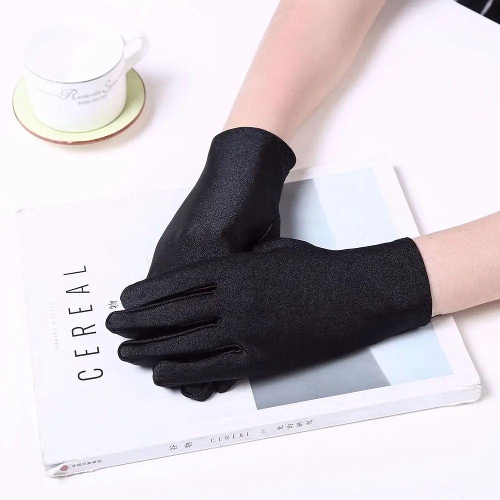 

Pearlescent Pure Color Anti-ultraviolet Spandex Outdoor Sports Gloves Sun Protection Mittens Driving Gloves Female Gloves