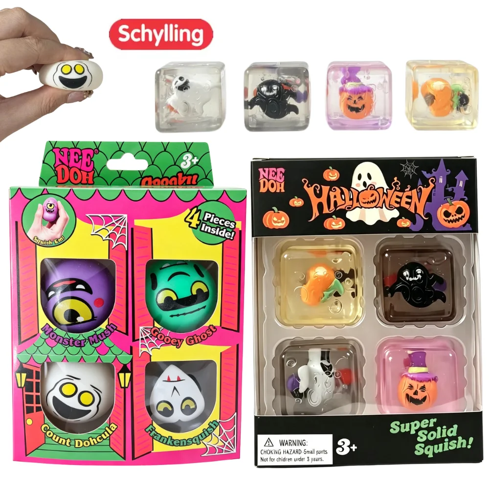 Needoh Halloween Strss Ball Fidget Sensory Toys Press Squeeze Stress Relief Anxiety Focus Calm Down Squishy Toys for Adults Gift