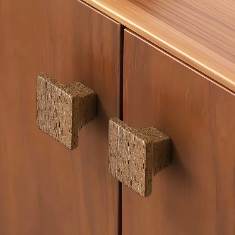 Walnut Wood Single Hole Knob Mid Century Cabinet Drawer Pull for Kitchen Wardrobe Furniture Hardware