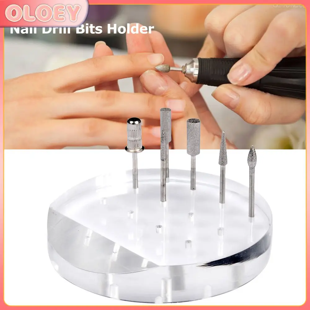 

Transparent Acrylic Nail Drill Bits Box 12 Holes Bit Brush Plastic Storage Box Holder Manicure Display Manicure Tools