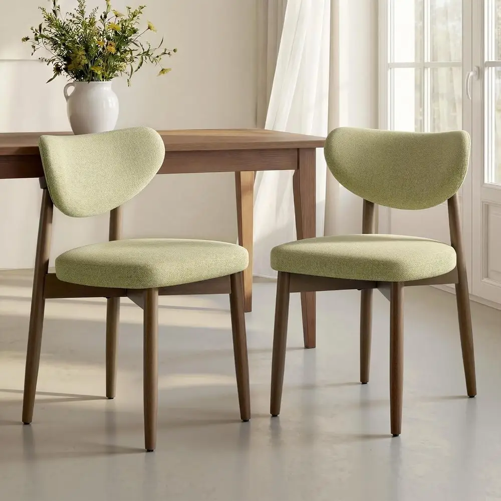 Wooden Dining Chairs t o 2, Upholstered Kitchen Chairs with Solid Wood Legs, Ergonomic Curved ackrest, uilt-in Handle, Century e