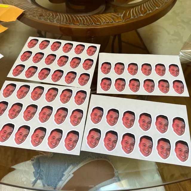 맞춤형 얼굴 스티커, 맞춤형 로고 스티커, 어린이 생일 파티 사진 데칼 파티, 물병 노트북, 25 개