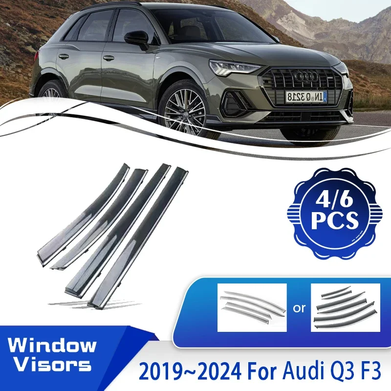 

Car Window Visors For Audi Q3 F3 2019 2020 2021 2022 2023 2024 2025 Waterproof Window Wind Rain Visor Deflector Auto Accessories