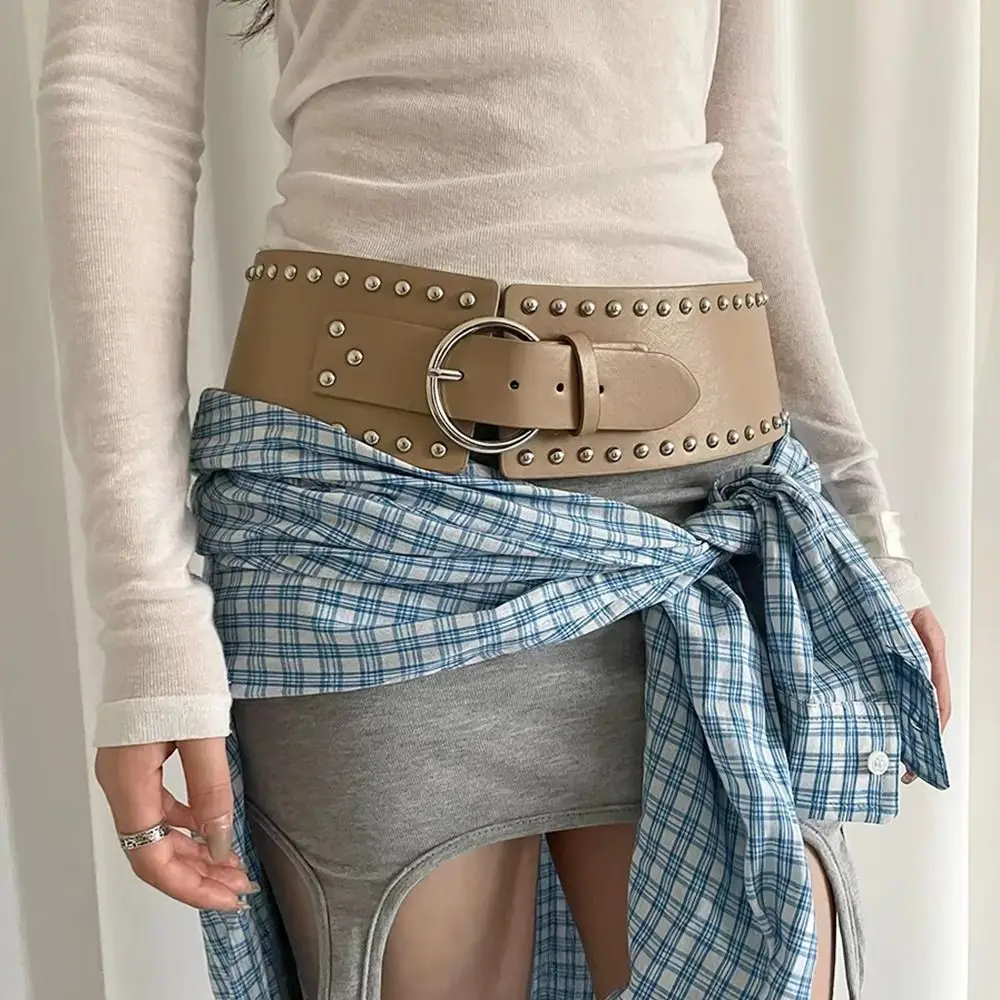 

Fashion Punk Style Wide Women's Belt Designer Y2k Rivet Waist Belt Gothic American Dress Jeans Belt Spicy Girls