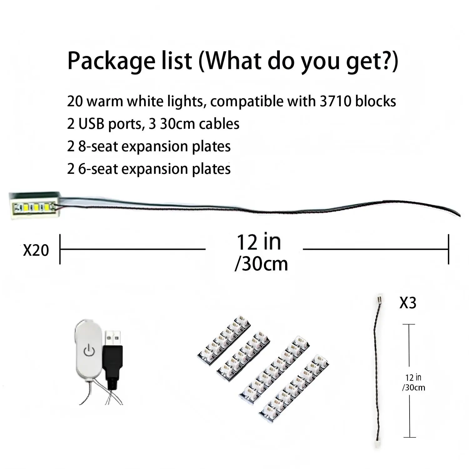 LYBMTWF 20 قطعة 1 × 4 طقم إضاءة LED DIY، طوب إضاءة LED، متوافق مع Lego Building Block 3710 (إصدار اللمس)