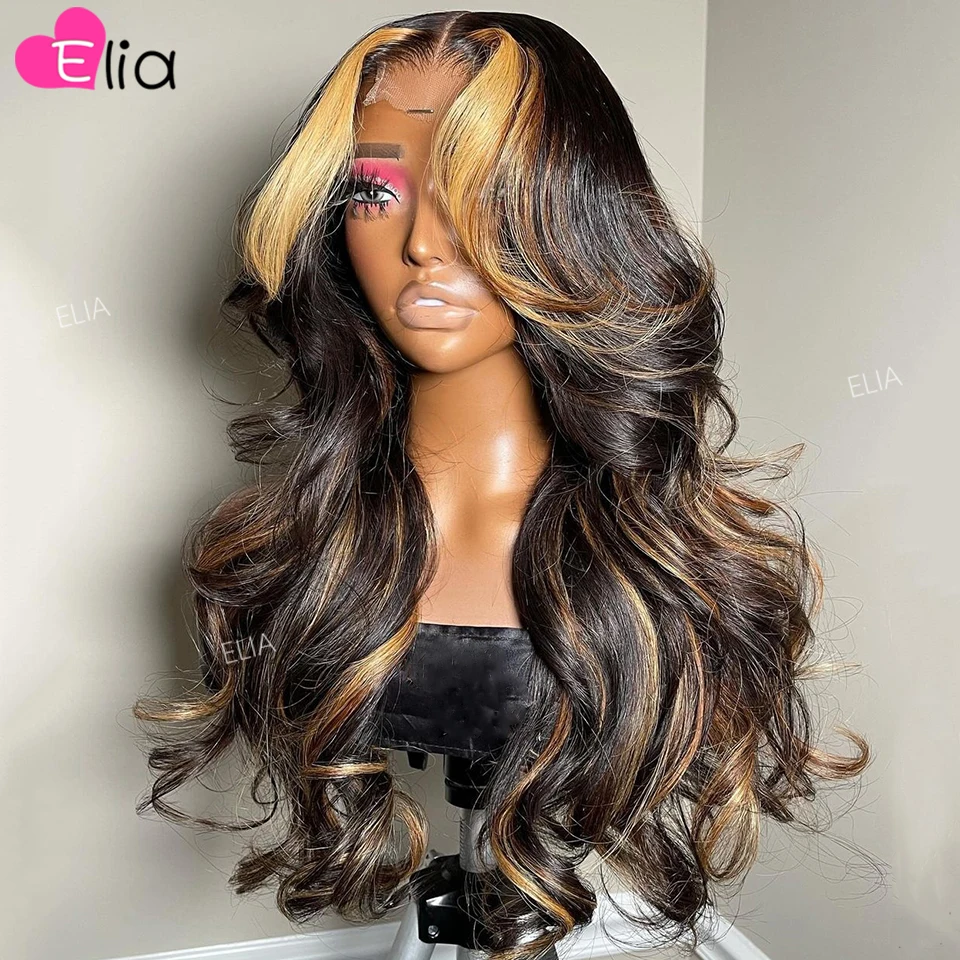 High Quality Human Hair Wigs Highlight Blonde Lace Frontal Wigs 13x4 Lace Front Human Hair Wigs Body Wave Closure Wig Elia Hair