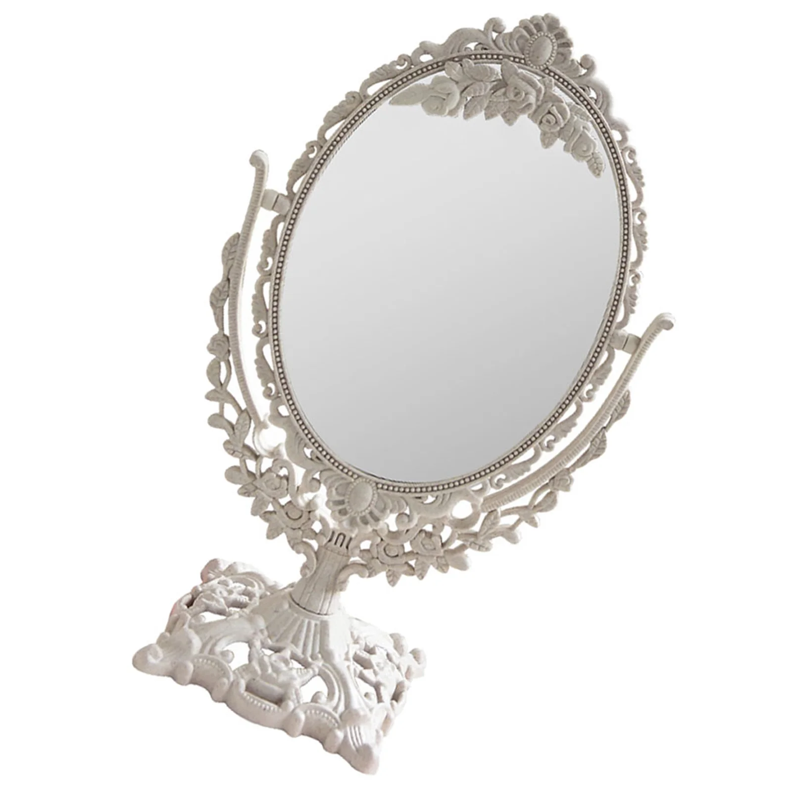 

1Pcs Elegant Relief Decor Makeup Mirror Fine Craftsmanship Desktop Mirror for Home Use Rotatable Angle Design Girl Gift