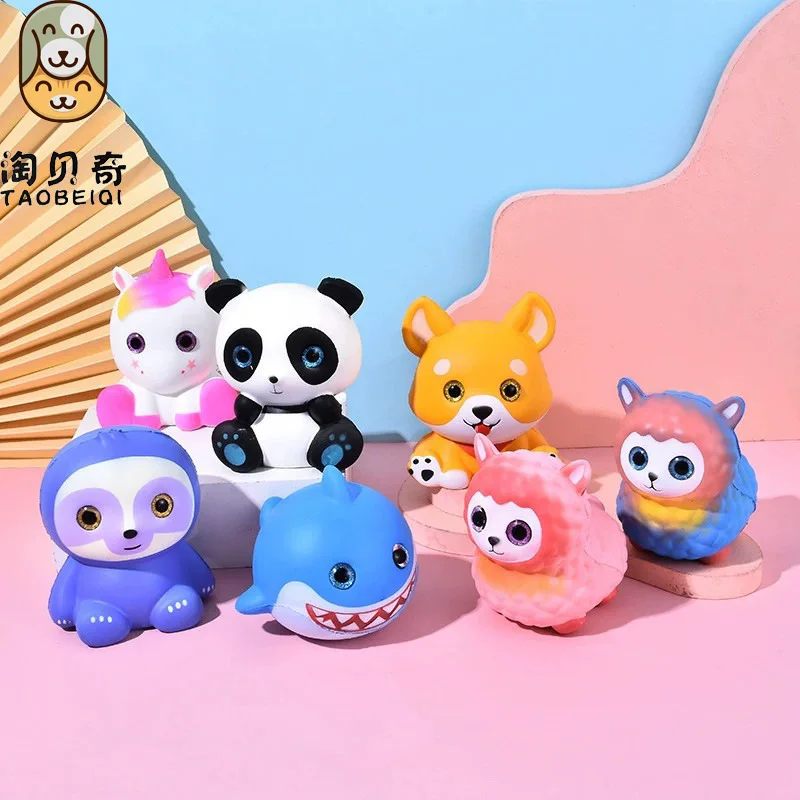 Juguete blando Popular, juguete de descompresión de rebote lento, suave y húmedo, lindo Animal, Panda, unicornio, cachorro, tiburón, alivio del estrés, regalo de juguete Mochi