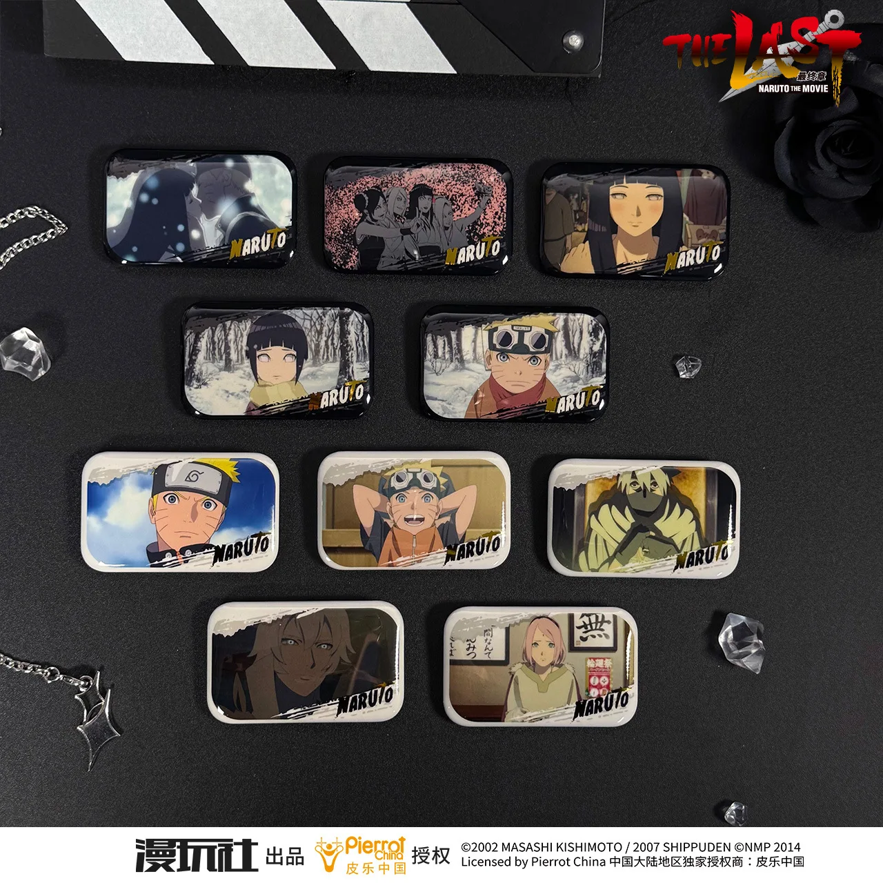 The Last: Naruto the Movie 10 Hyuga Sakuke Sakura, Insignia Rectangular con Ilustración de Escena, Autorización Oficial de China, 10 Piezas/Set