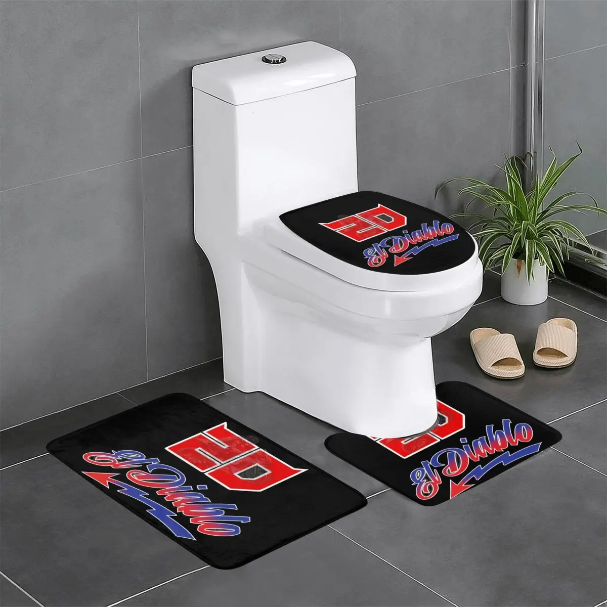 Custom Motorcycle Racer Fabio Quartararo Bathroom Rugs Set 3 Piece Non-Slip Toilet Bath Mat Sets