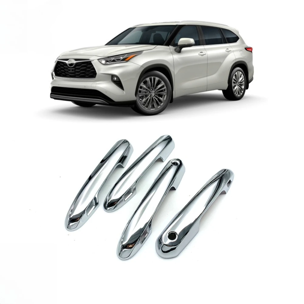 

For Toyota Highlander 2020 2021 Car Door Handles Covers Overlays Protection Catch Cap Sticker Add on Chrome/Carbon Fiber Style