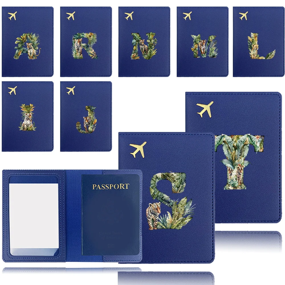 

Fashion Pu Passport Cover Business Passport Clip Airplane Passport Case Bank Card Organizer Cover Jungle Tiger Letter Pattern