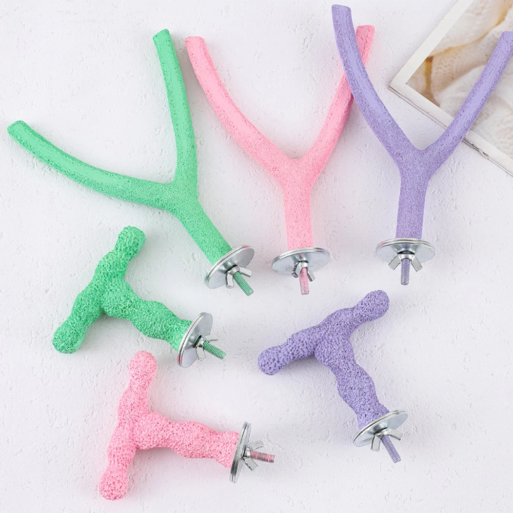 1pc y/t em forma de resina pássaro em pé vara mastigar brinquedo para pequeno animal pássaro papagaio moagem dentes & garra pendurado balanço gaiola