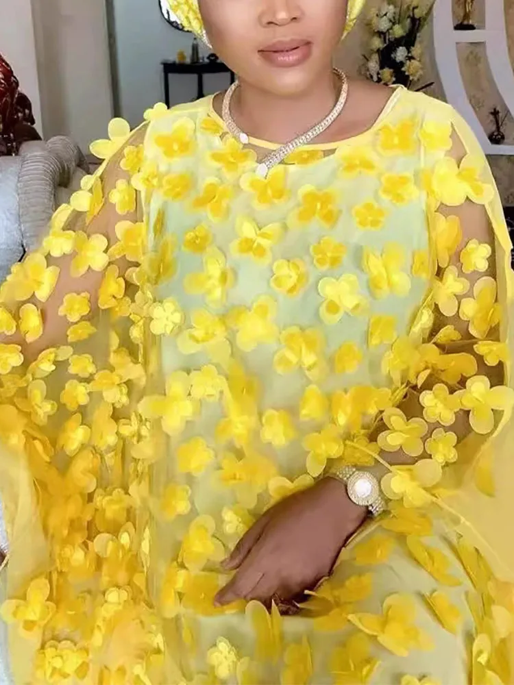 فستان نسائي برقبة دائرية وأكمام طويلة فضفاضة كبيرة الحجم + سترة من قطعتين تنورة طويلة مطرزة بالزهور ثلاثية الأبعاد #3