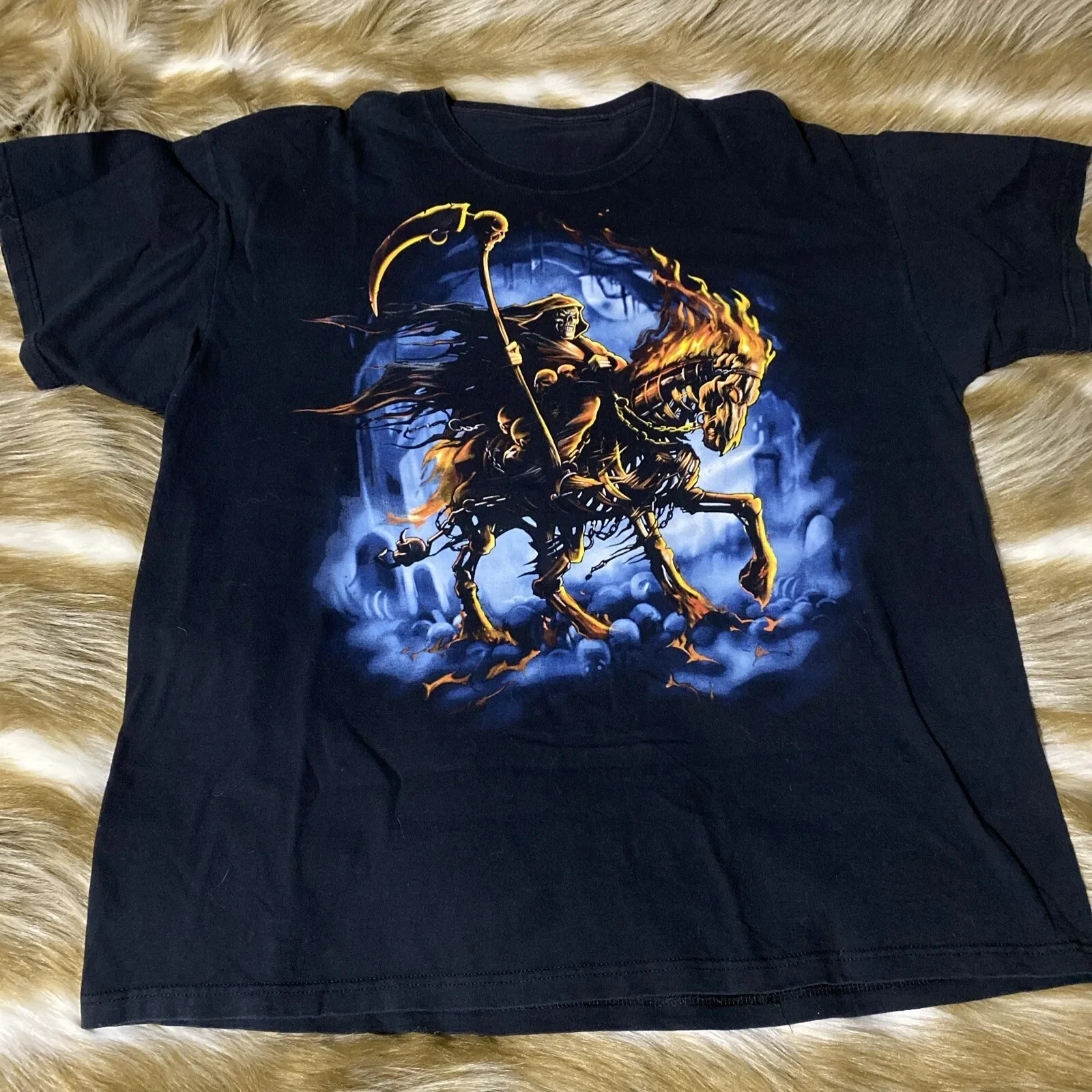 Vintage The Legend Of Sleepy Hollow Graphic T-shirt Death Reaper On Fiery Horse