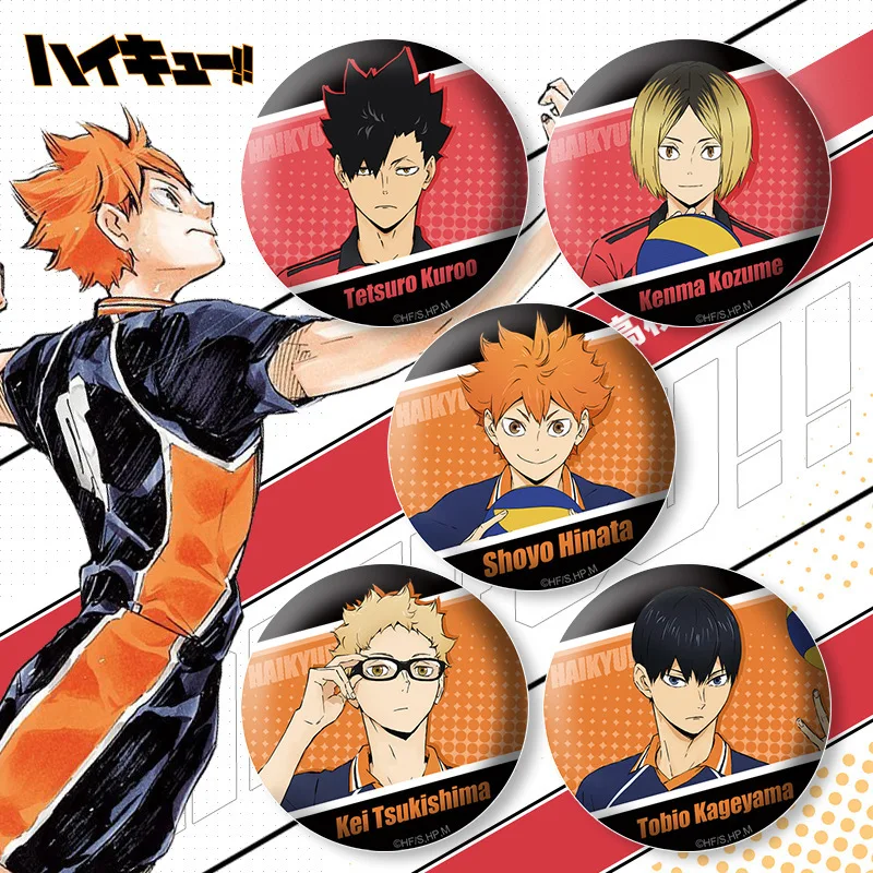 

Anime Shoyo Hinata Tobio Kageyama Kozume Kenma Tetsurou kuroo Kei Tsukishima Cosplay 58mm tinplate brooch decorative badge