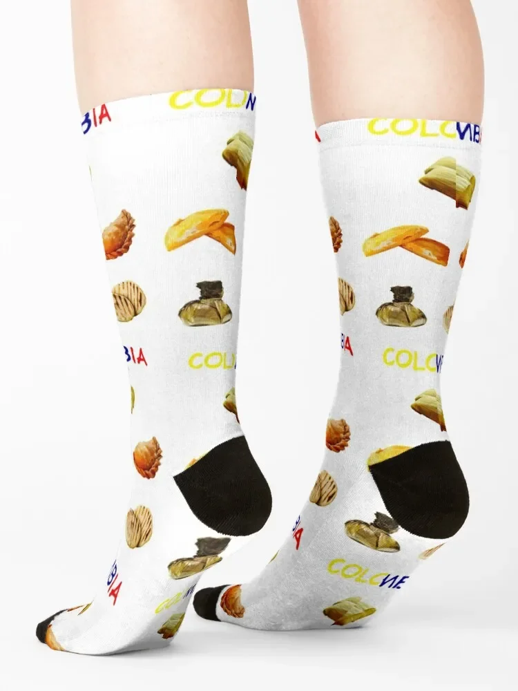 Calcetines de fútbol antideslizantes para hombre y mujer, medias de lujo, paquete de comida colombiana, fútbol, Año Nuevo