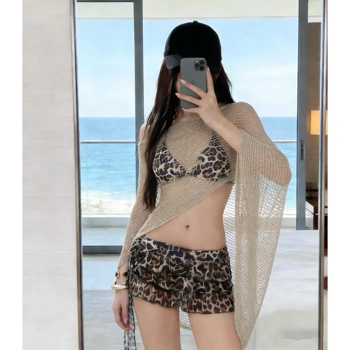 

Сексуальный купальник с леопардовым принтом, закрывающий бедра, юбка для горячих источников, женский купальный костюм, пляжная одежда для создания особого настроения