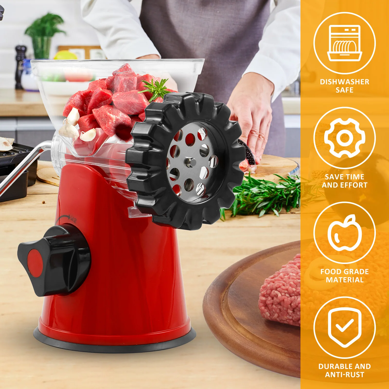 Manual Meat Grinder with Hand Crank Food Grade Meat Grinder Multifunctional Manual Meat Mincer Machine Easy Cleaning