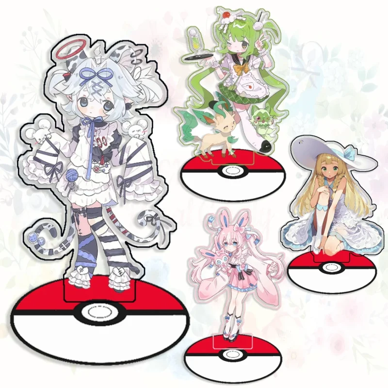 Soportes de Acrílico Reciclado para Pokémon, Lilie, Iono, Mallow, Rosa, Liko, Leafeon, Decoración de Escritorio, Creatividad Decorativa, Regalo Bonito de 15 cm