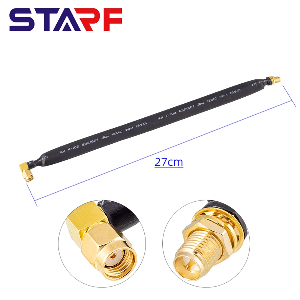 50 OHM RP-SMA Male To RP-SMA Female 1-pack Flat-window Coaxial Extension Cable 27cm For 802.11ac 802.11n 802.11g 802.11b WiFi