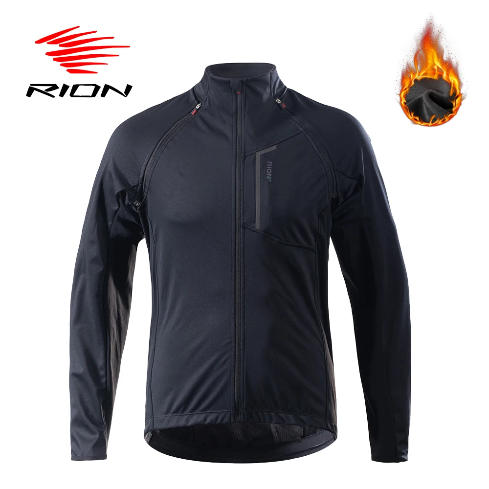 RION Cycling Jersey Men Long Sleeves Jerseys MTB Motorcross Bicycle Clothing Detachable Sleeves Winter Cycling Shirts 0℃-15℃