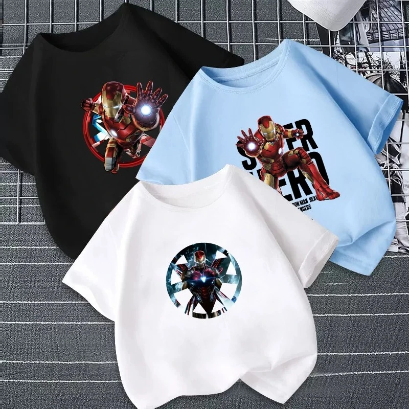 Camiseta de Iron Man de manga corta con marca Marvel Co, superventas de verano, para niños en Los Vengadores: Endgame 4, ropa para hombres y mujeres