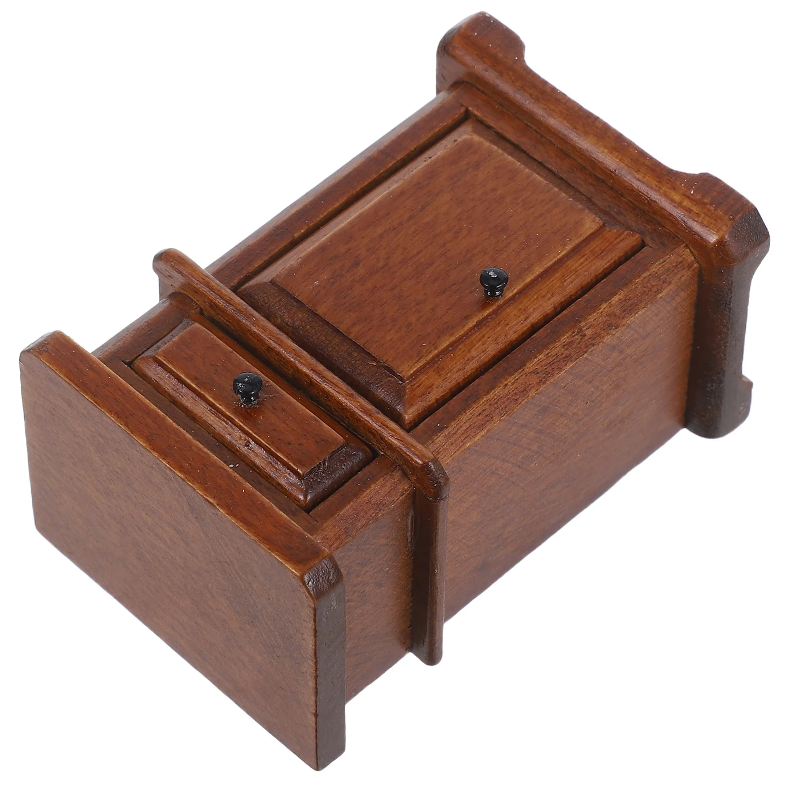 Miniature Wooden Nightstand Small Bedside Table Vintage Sideboard Dollhouse Bedroom Furniture Miniature Scene Bedside Dresser