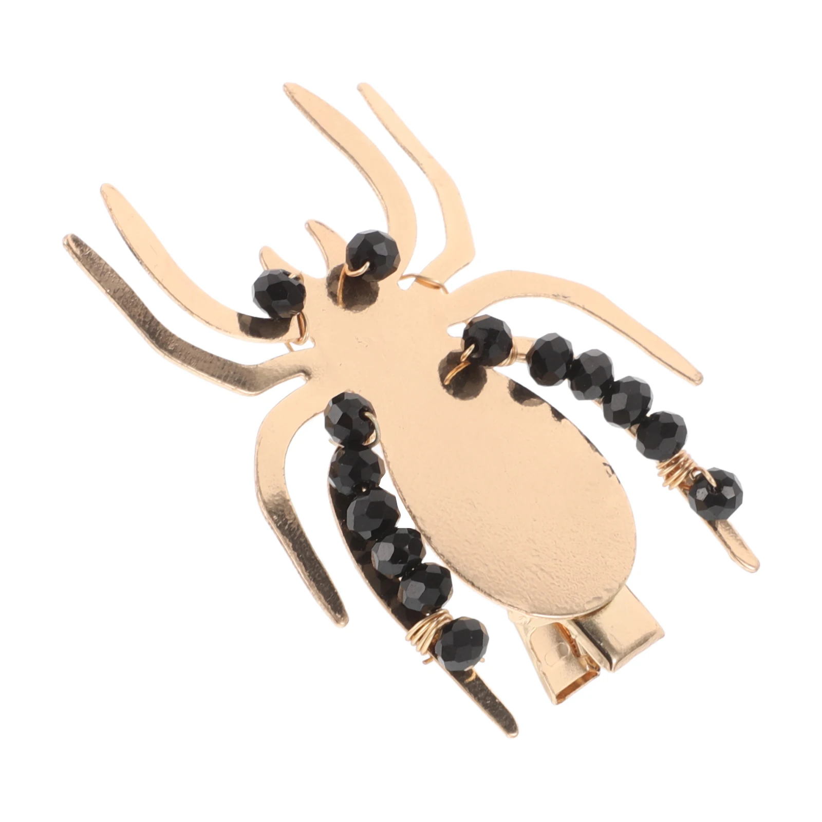 

Golden Duckbill Claw Clips Crystal Beads Spider Hairpin Halloween Party Decorative Alloy Thick Hair Goth Barrette