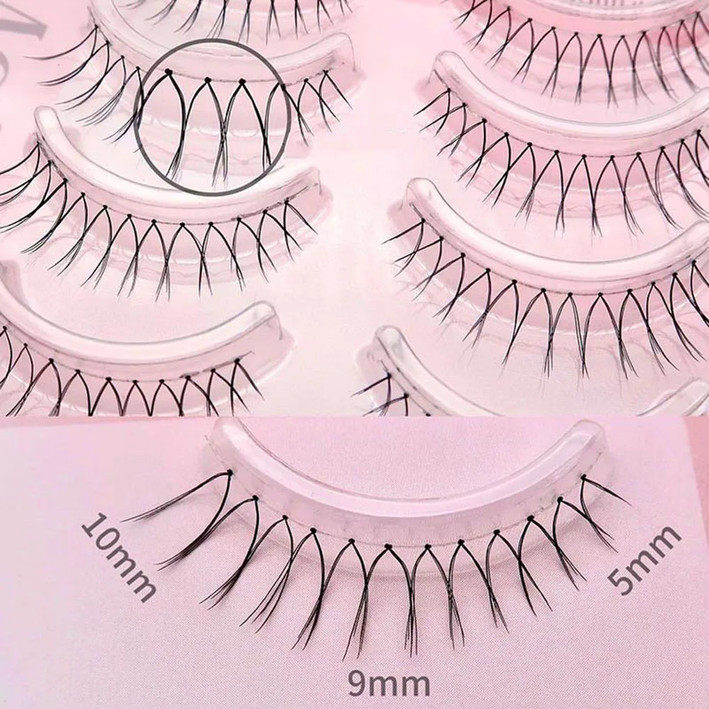 Neue koreanische natürliche transparente Stiel wimpern u-förmige falsche Wimpern weiche v-förmige Wimpern verlängerung natürliche wispy volle Streifen wimpern