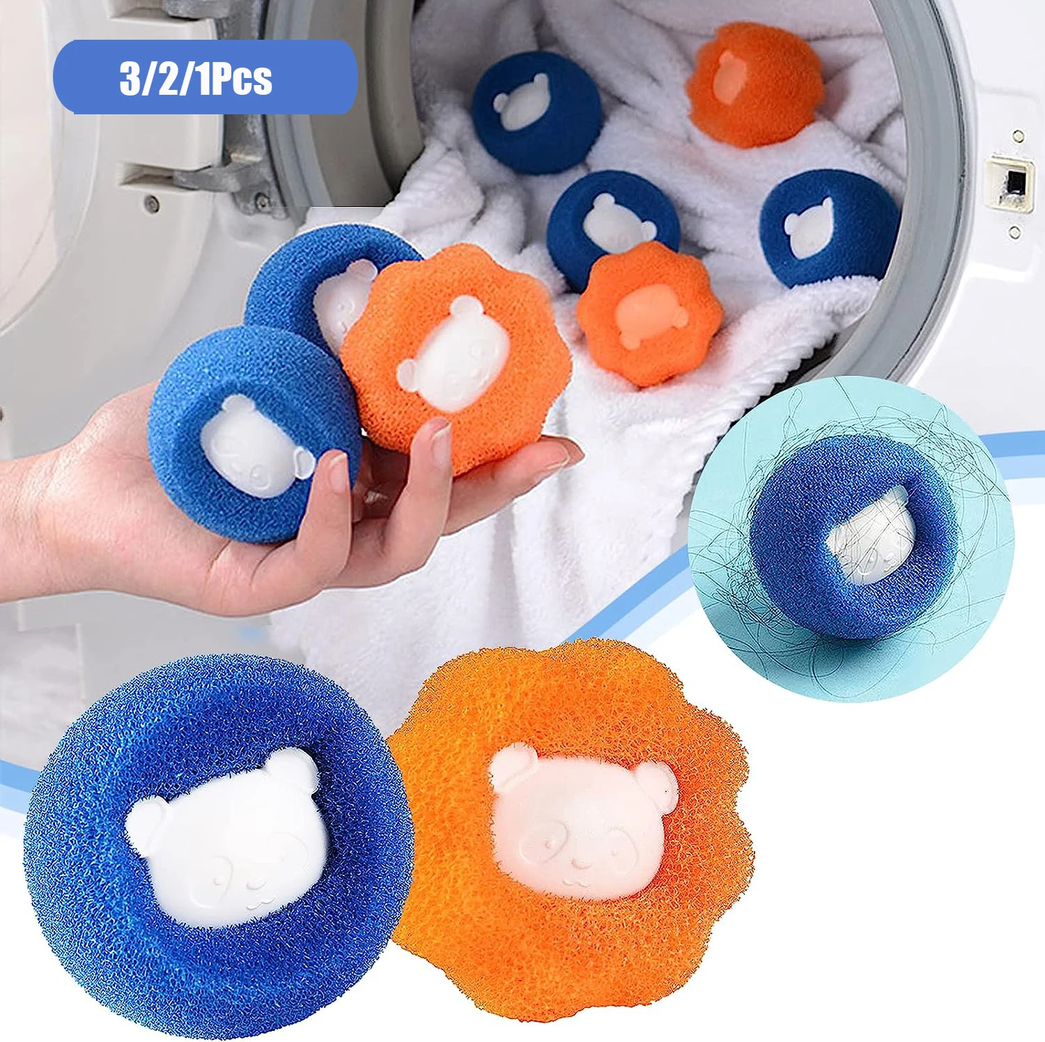 Magic Laundry Ball Kit Reusable Pet Clothes Hair Remover Washing Machine Cat Dog Hair Catcher Laundry Ball Cleaning Tool