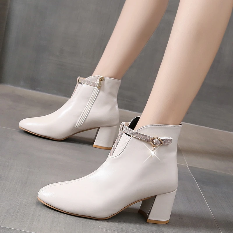 Sexy Women Boots 2021 Autumn and Winter High Heels Ankle Shoes Boots Leather Booties Feminina Woman fashion Shoes