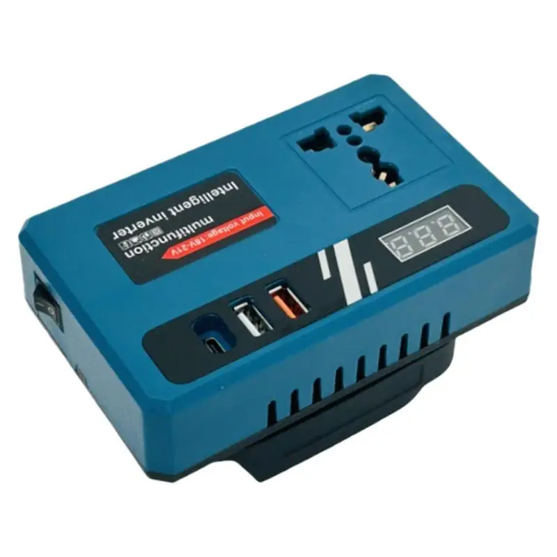 

Outdoor Power Inverter Power Inverter DC 18V-21V To 220V AC Converter Smart Fast Charger Adapter With 2 USB Ports & 1 Type-C For