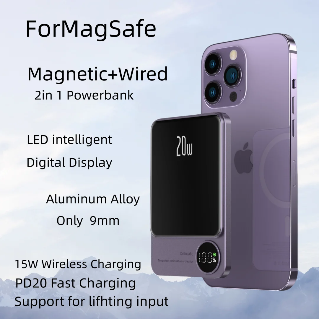 Portable Power Bank for Magsafe, Wireless External Battery, Charger for iPhone 15, 14, 13, Samsung, 10000mAh