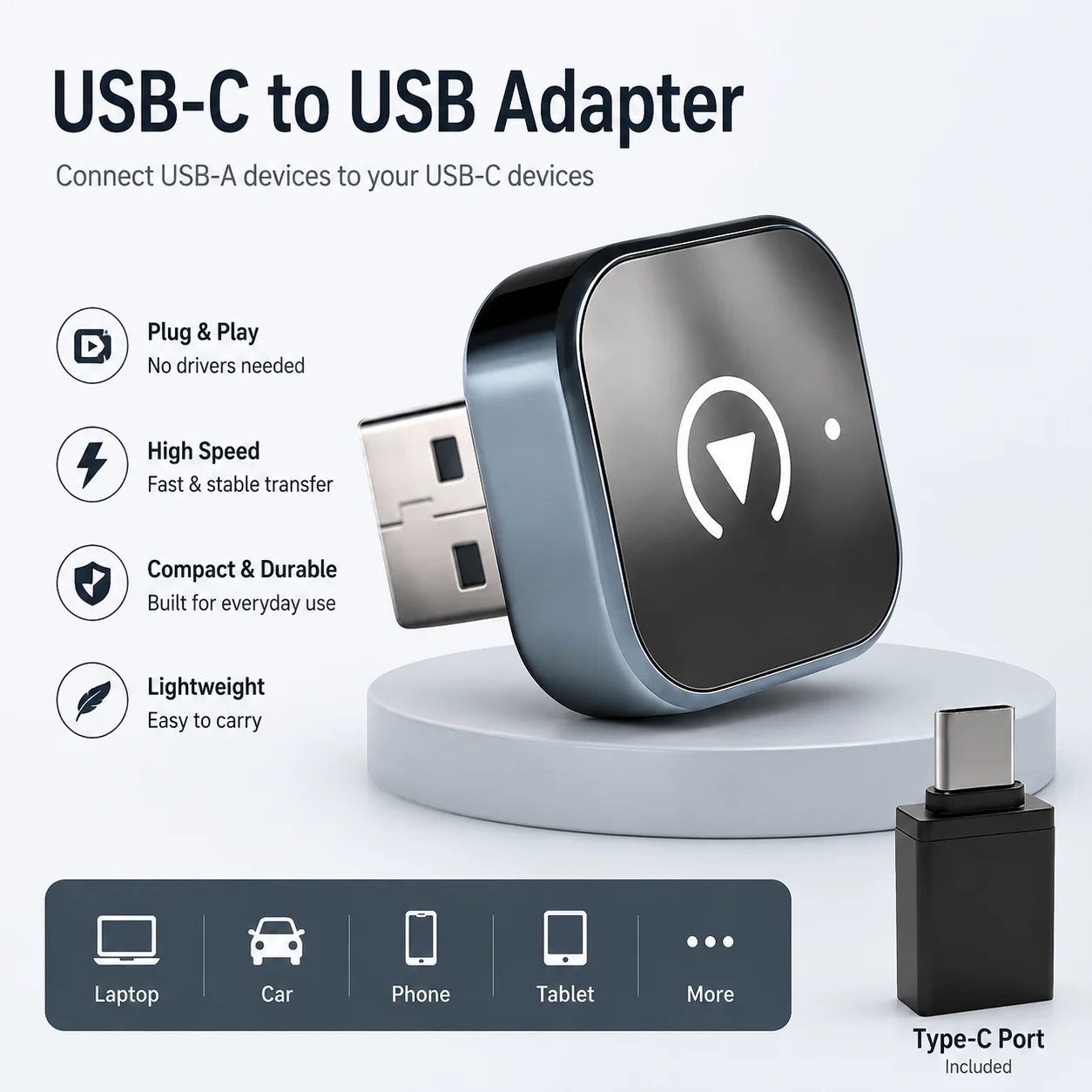 Kcimo AI Smart Car Multimedia Dongle, 2in1 Wireless CarPlay & Android Auto Convertor for Factory Wired CarPlay