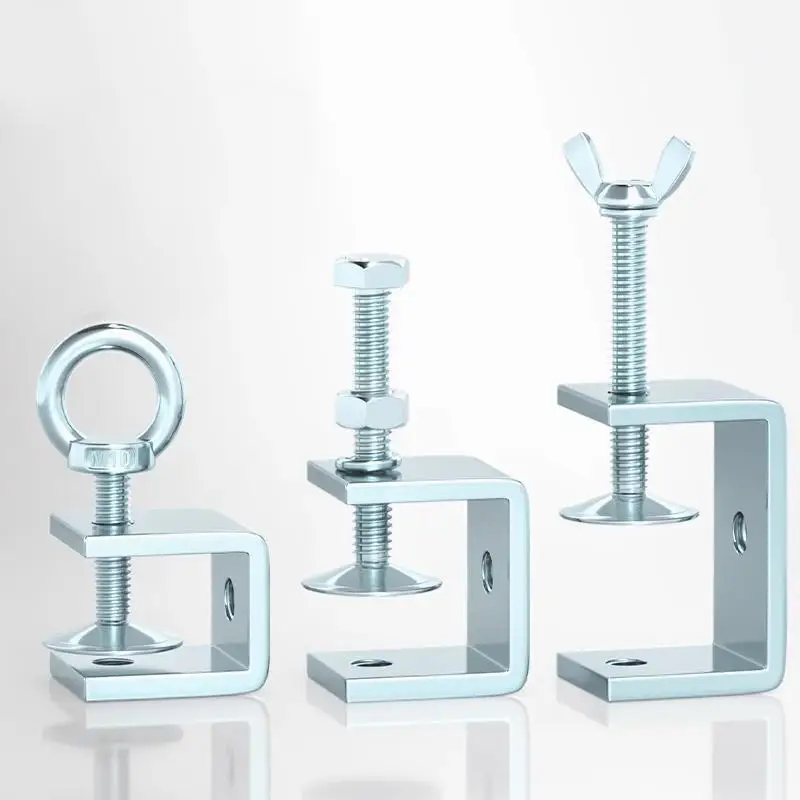 Carbon Steel C Clamp Steel Pipe Square Corrosion Resistant Rust Proof Adjustable Fixed Holder Clip