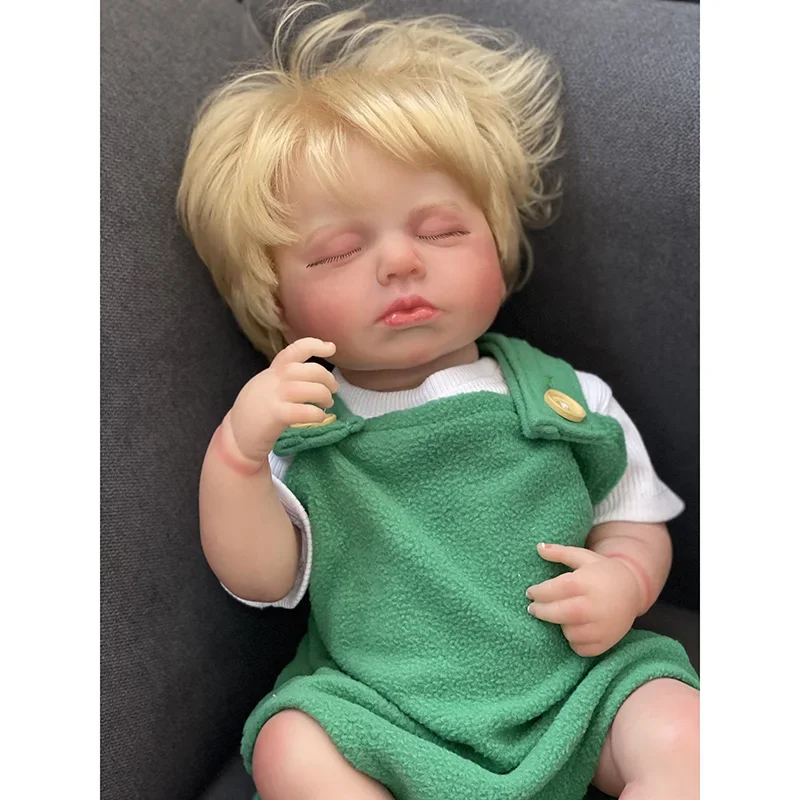 

48cm Reborn Baby Doll Loulou Lifelike Full Silicone Body Princess Girl 3D Skin Venis with Blone Hand-rooted Hair