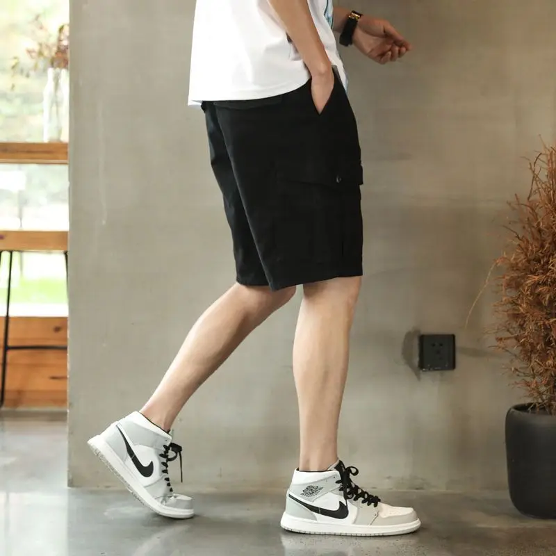 Pocket Workwear Men Summer Five-point American Straight-tight Trendy Thin Loose Casual Shorts