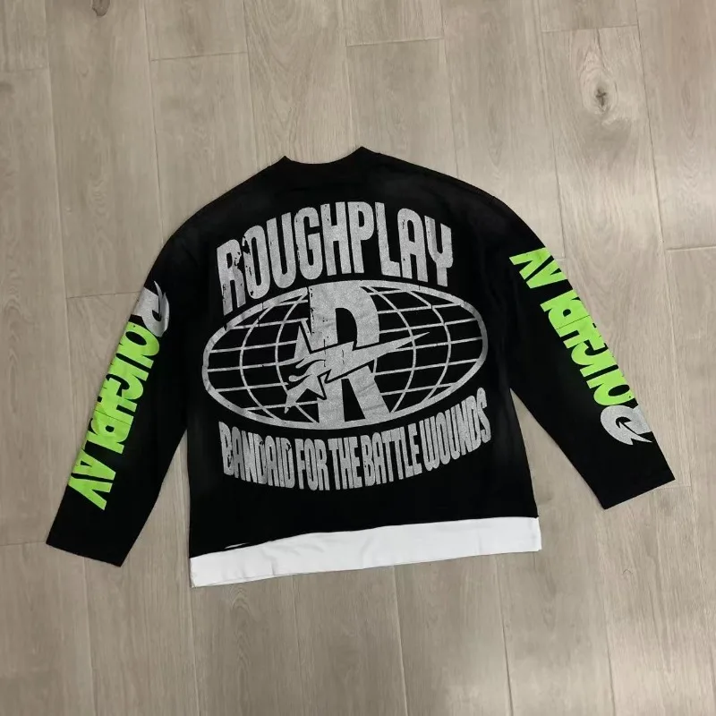 Skull Print Rough Oversized Long Sleeved Tshirts Latest Trendy Brand Hot Diamond Black Tshirts