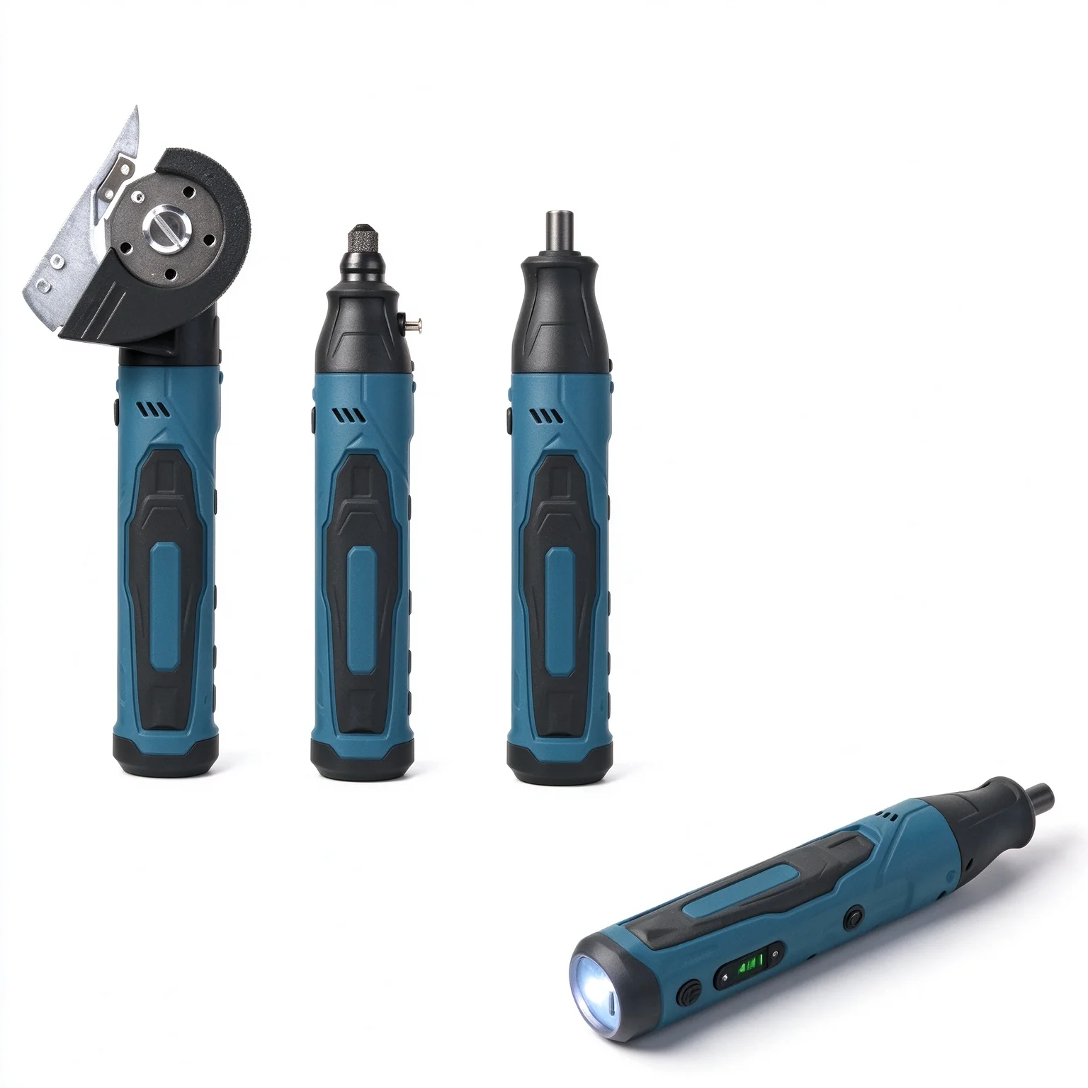 4V 4-in-1 Cordless Power Tool Kit, Electric Screwdriver Grinder Cutter with LED Light, Quick Change Head Mini Multi Tool
