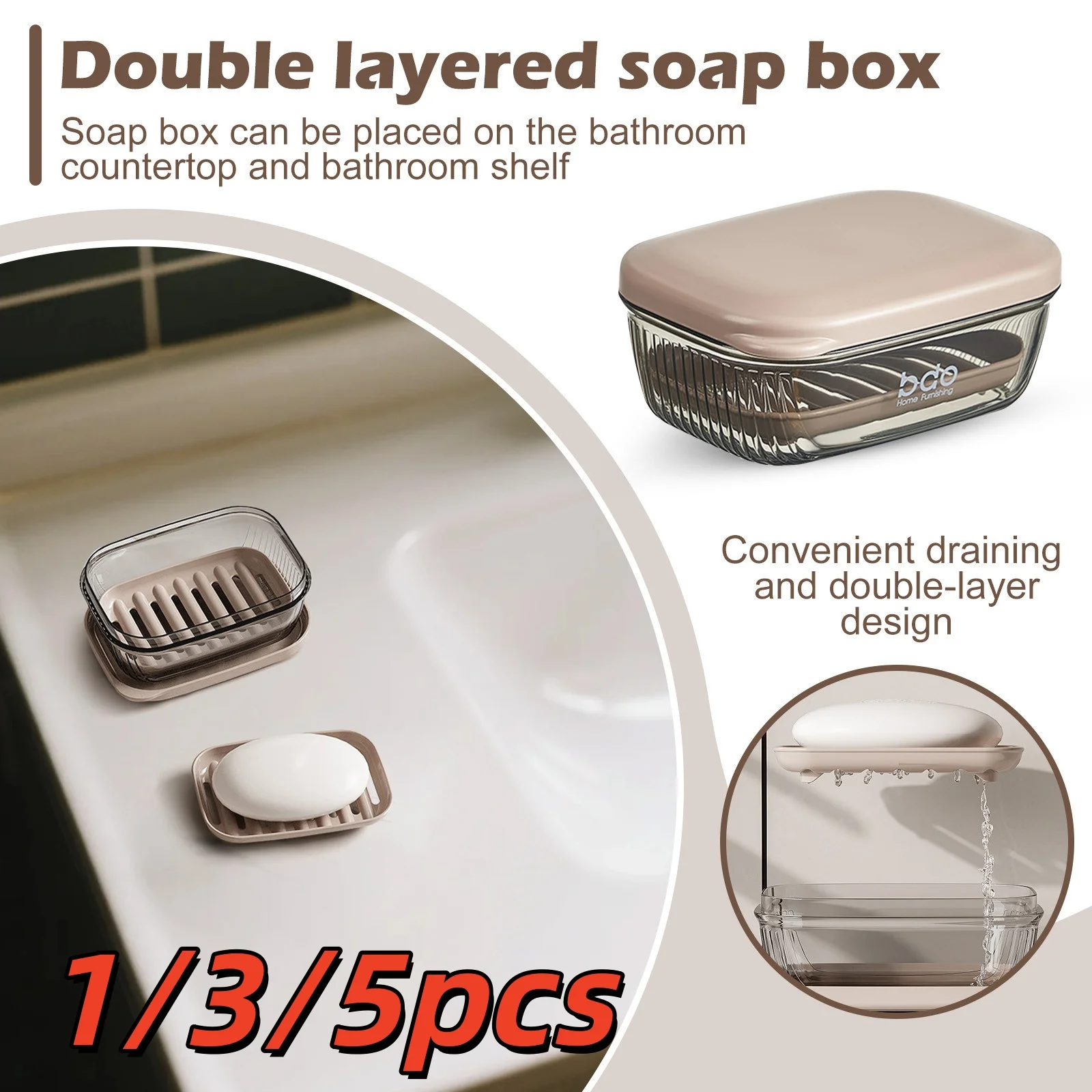 

1/3/5 шт. дорожные контейнеры для мыла, портативные мыльницы для путешествий с дренажем, герметичные контейнеры для мыла с крышкой, пластиковые двухслойные коробки для мыла